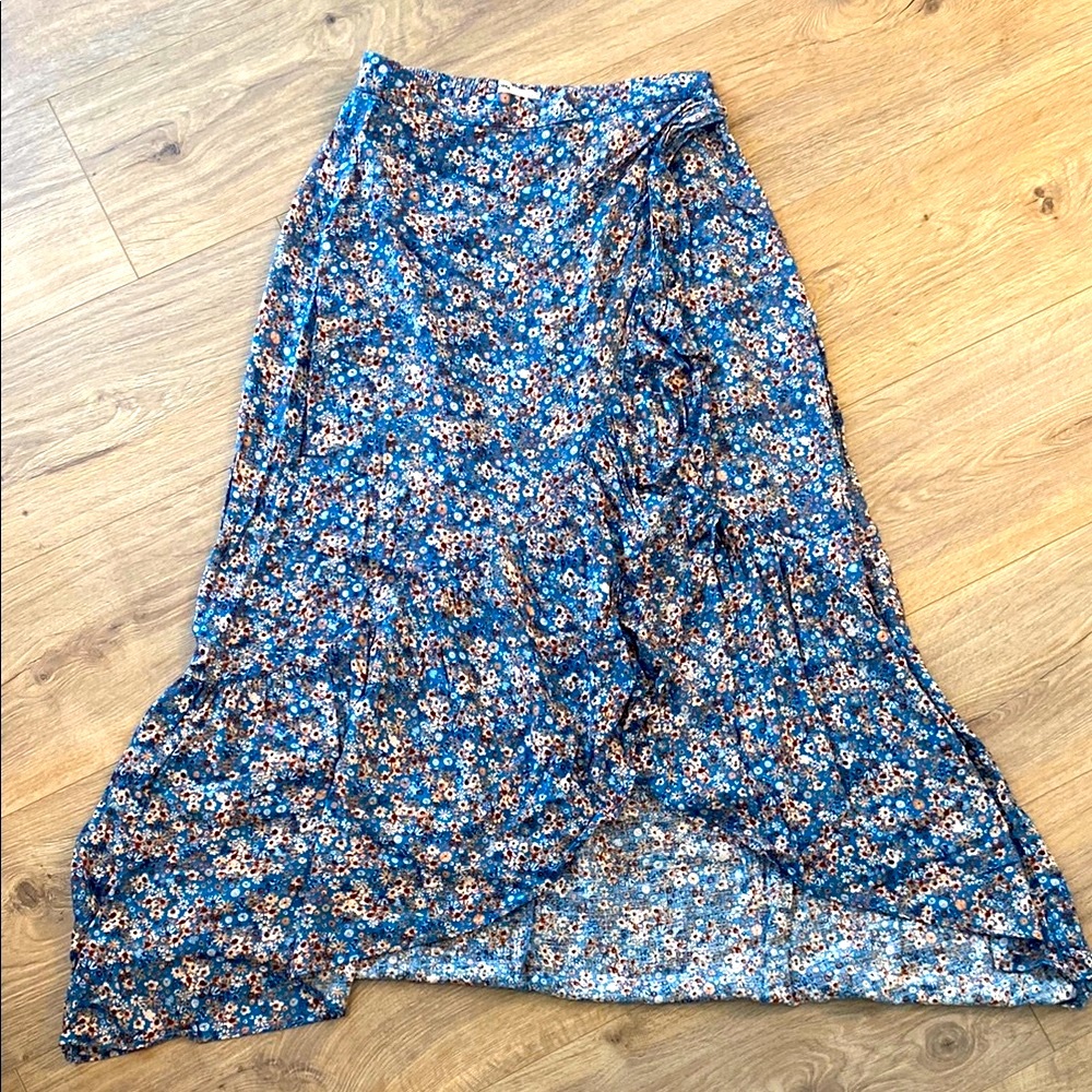 Soma| Women’s Blue and White Asymmetrical Wrap Maxi Skirt